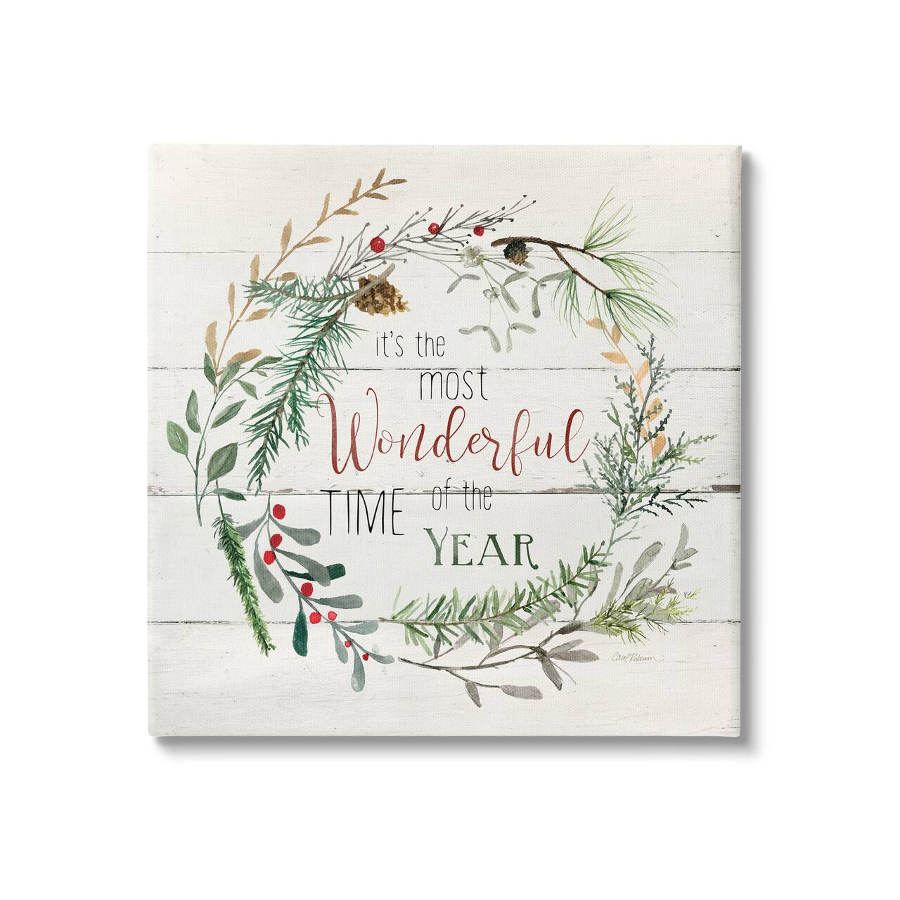 Stupell Industries Most Wonderful Time of Year Wreath Canvas Wall Art